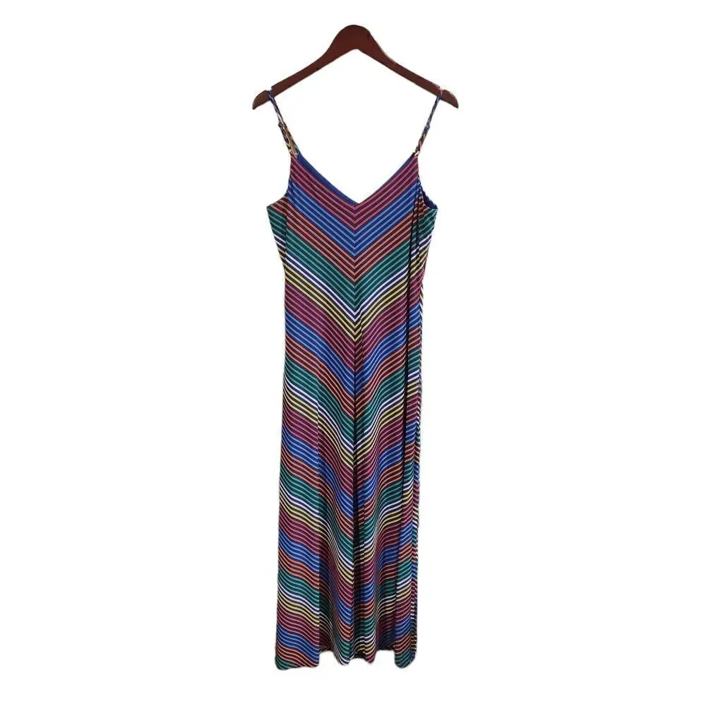 Lauren Ralph Lauren Chevron Jersey Maxi Dress Sleeveless Womens Size 12